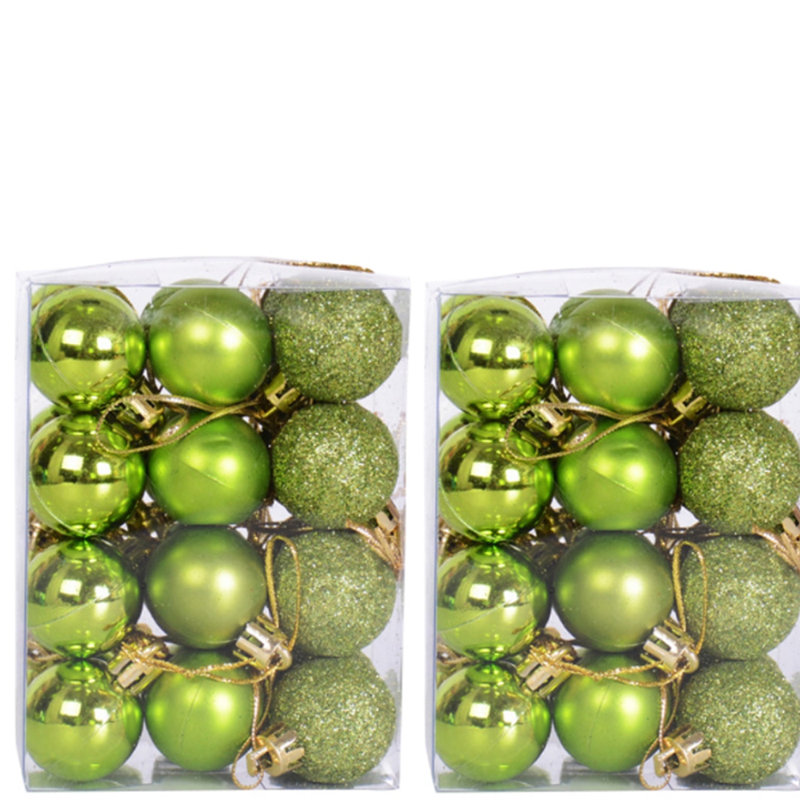 Ensemble 24 pièces d'ornement boule de Noël, Vert, 48