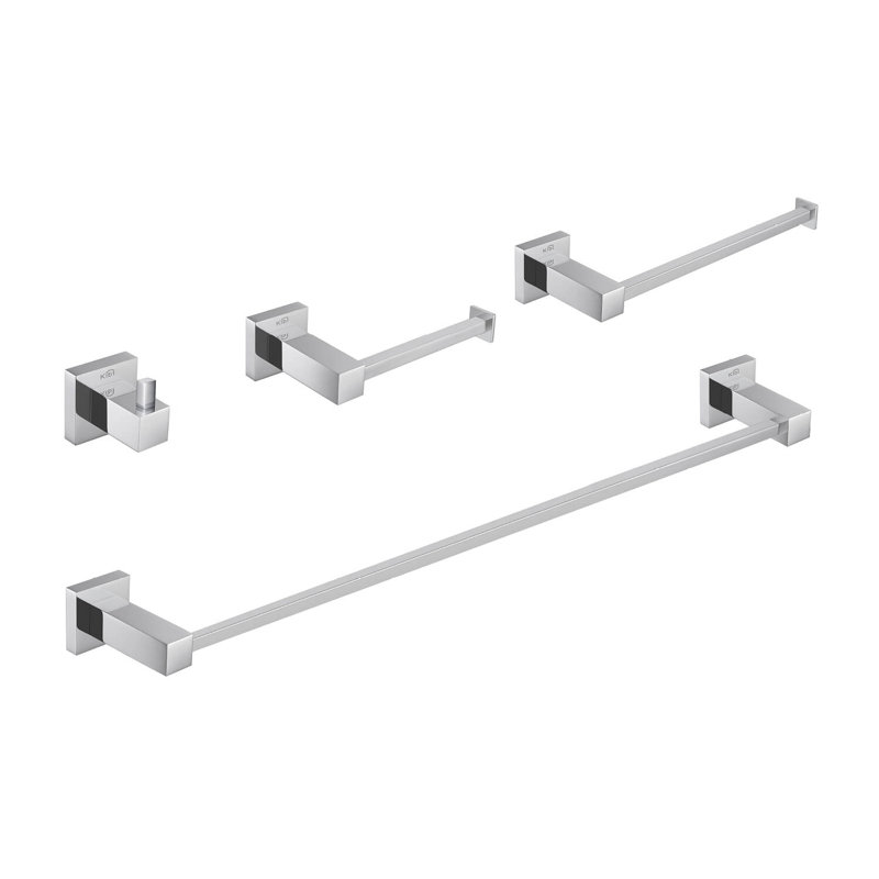 Cube 4 - Piece Bathroom Hardware Set, Chrome