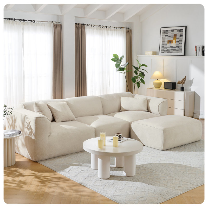 Luxury  Sofa, Beige Polyester