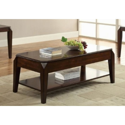 Table basse avec plateau relevable et tablette de rangement