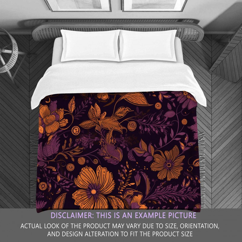 Machine Printed Comforter, Twin Comforter, Brown/Purple Floral