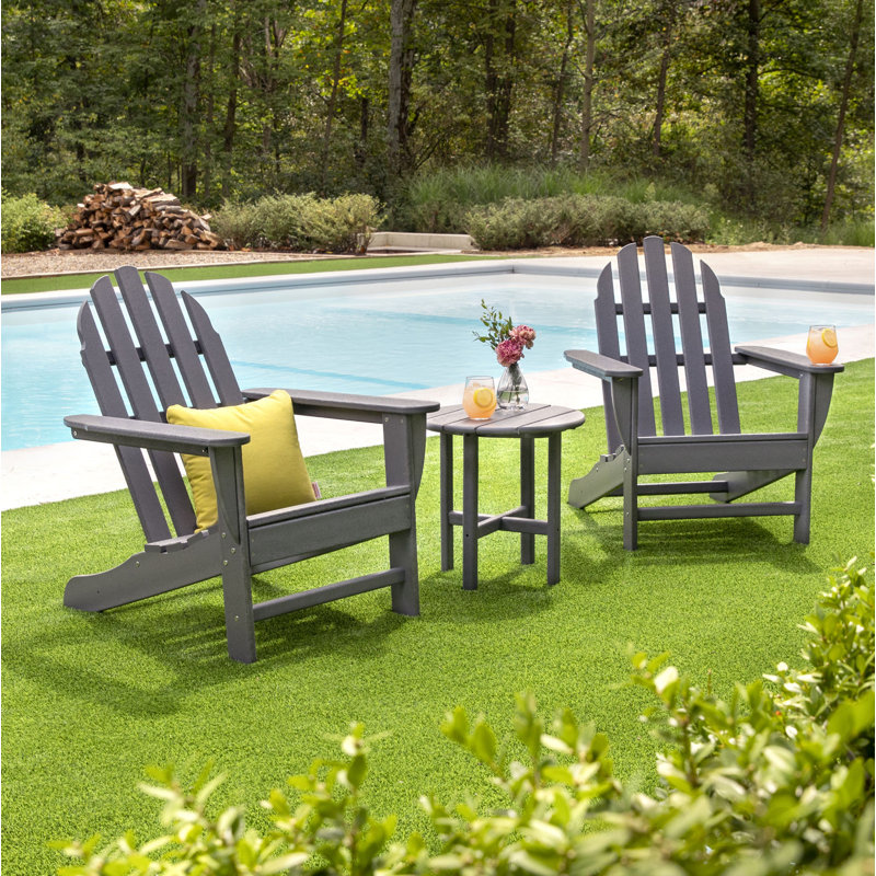 Ensemble de conversation 3 pièces POLYWOOD Classic Adirondack, Gris ardoise
