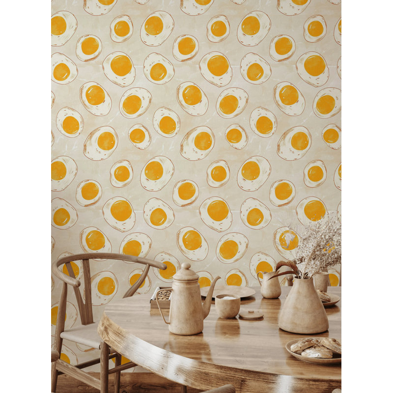 Eggs Wallpaper Abstract Removable Yellow Wall