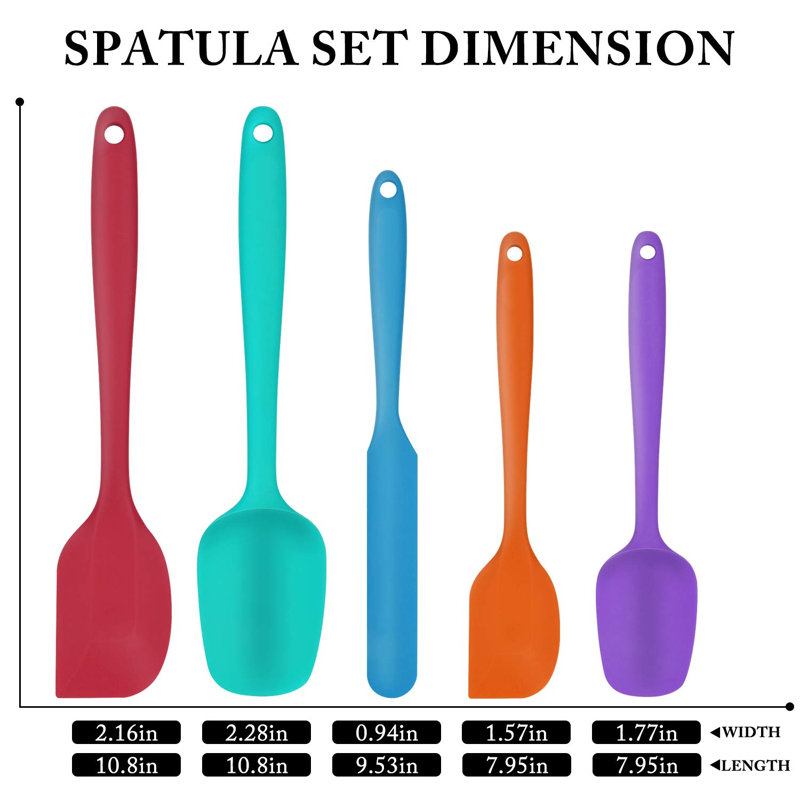 Food Grade Silicone Spatulas Spoons Set Kitchen Utensils For Baking, Multicolour