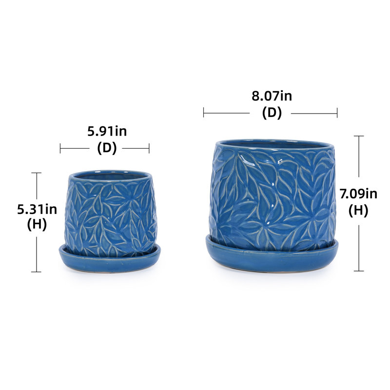 Indoor/Outdoor Modern Ceramic Pot Planter, Blue