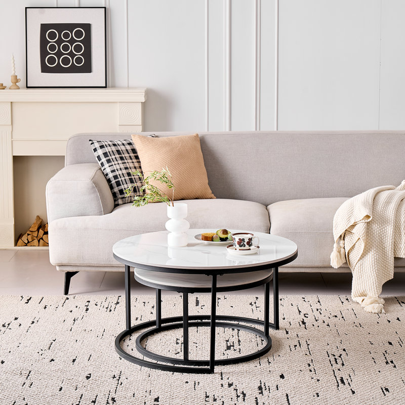 Coffee Table, Black, 45cm H x 70cm L x 70cm W, White