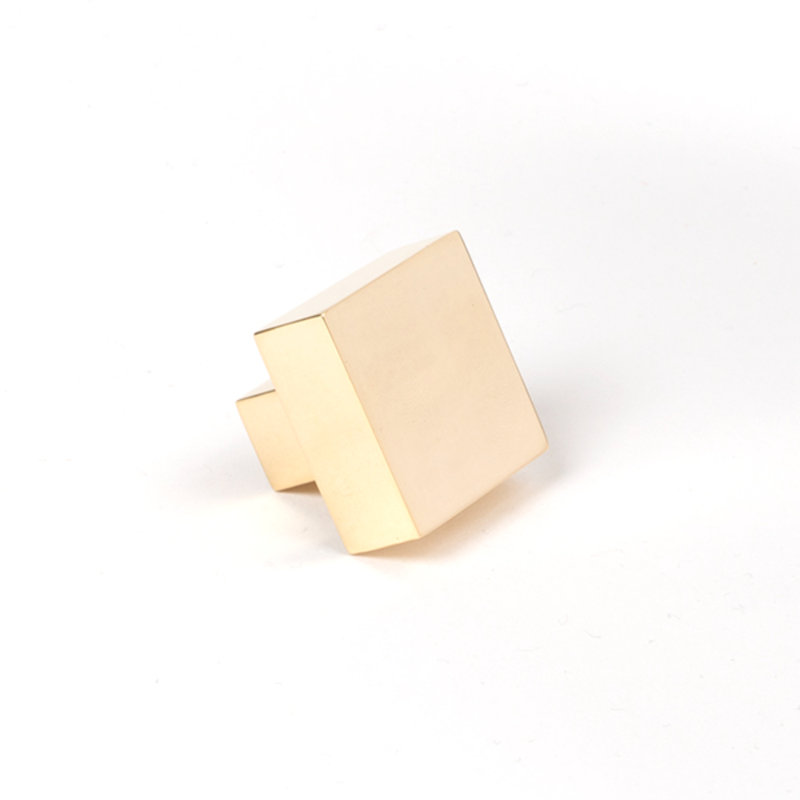 Square Knob, Polished Brass, 3 cm