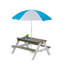 Table de pique-nique en bois pour enfants, table de sable et d'eau avec parasol, table d'activités pour jouer sur le patio extérieur