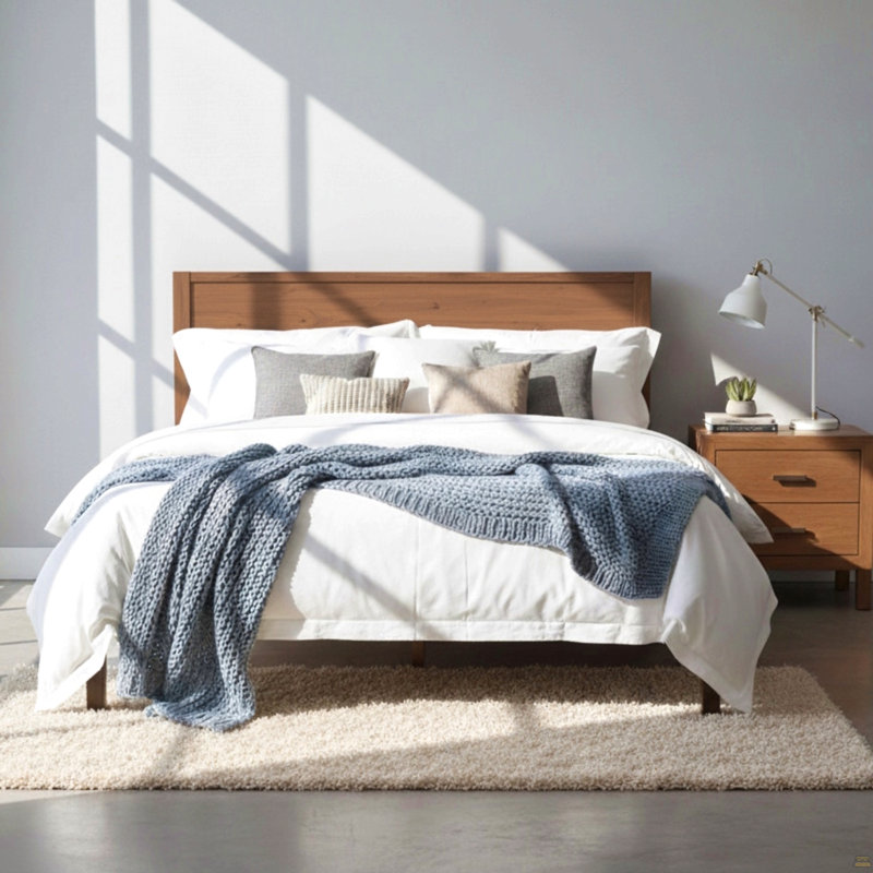 Très grande tête de lit en bois, Très grand lit