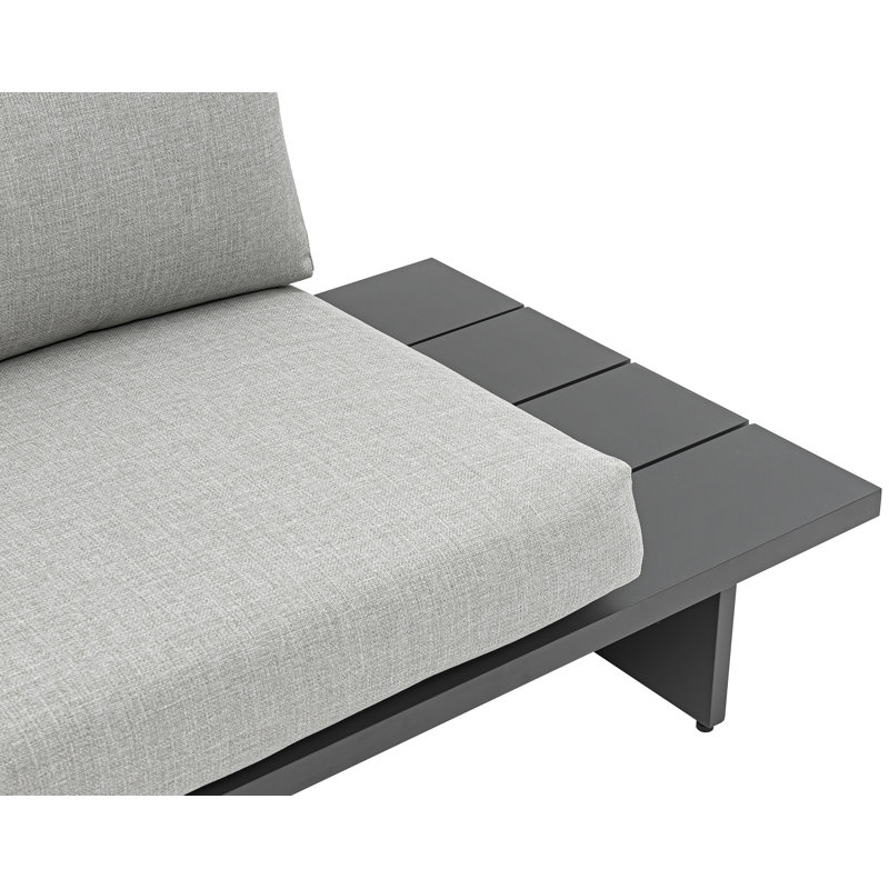 Canapé modulaire d'extérieur avec coussins Kirit 129,5, gris, Crème