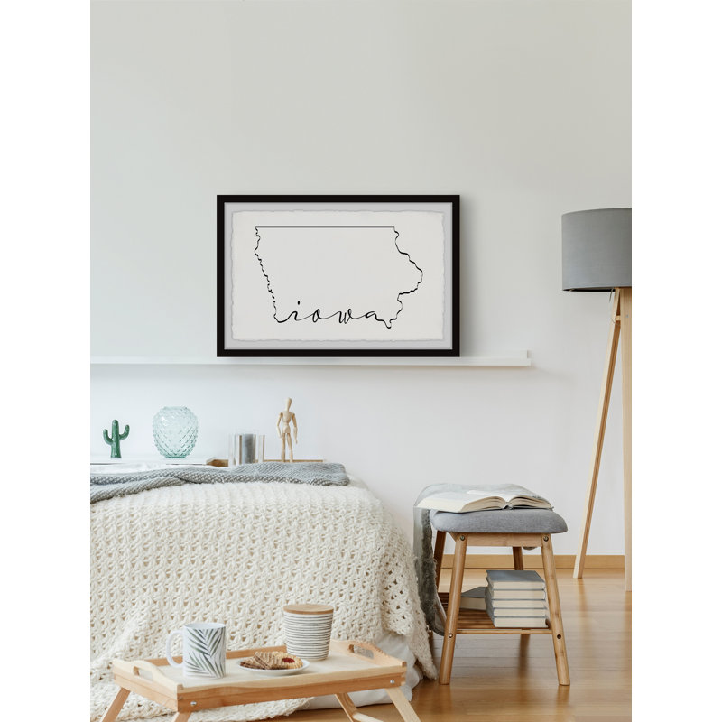 Iowa Outline by - cadre photo, art textuel, H 20 po x l 30 po x P 1,5 po
