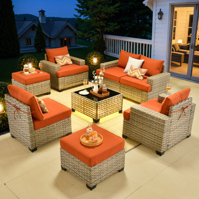 Wahkon Wicker/Rattan 5 - Person Seating Group With Cushions