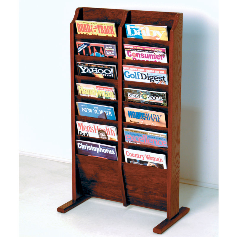Porte-revues sur pied 14 po, Acajou