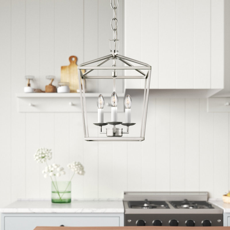 Three Light Mini Lantern, Brushed Nickel