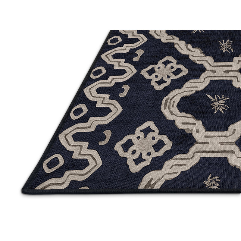 Machine Washable Gray Area Rug, Rectangle 4' x 6'