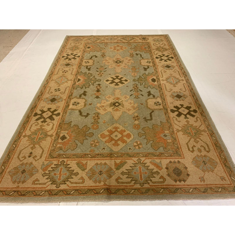 Tapis Oushak turc anatolien rétro fait à la main One-of-a-Kind 6 pi 6 po x 10 pi 1 po