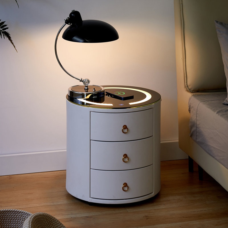 Aybike 46cm W Manufactured Wood Bedside Table, White