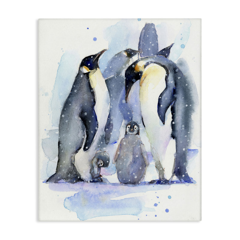 Art mural sur toile, "Penguin Family" par John Keeling, H 20 po x l 16 po