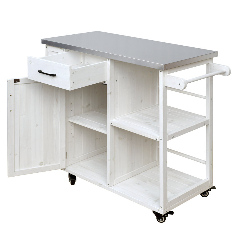 Chariot de cuisine verrouillable pour l'extérieur, Blanc
