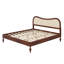 Cadre de lit de style médiéval moderne avec tête de lit courbée en rotin de style scandinave bohémien-133665375