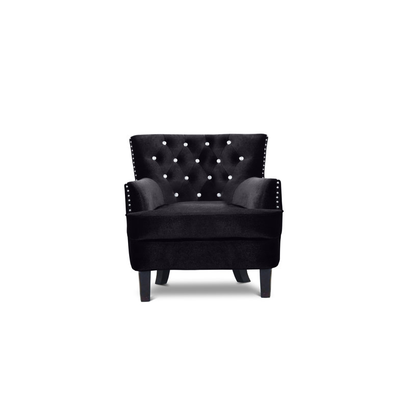 Aminat Upholstered Armchair, Black Velvet