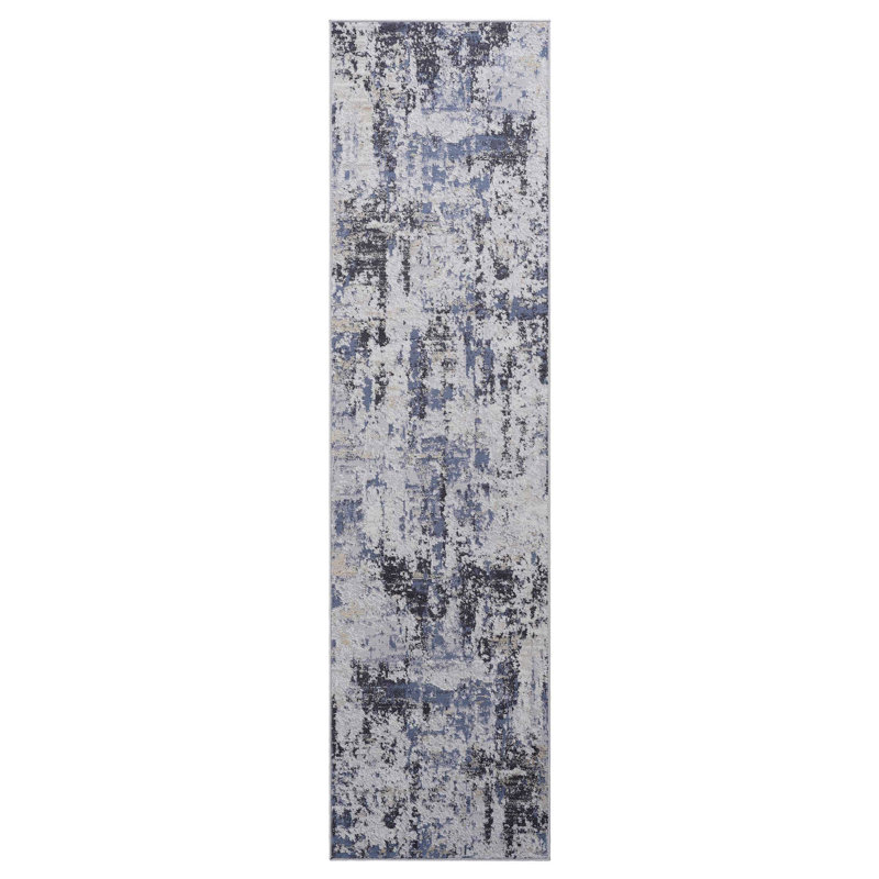 Collection Denim Abstract Runner Rug, Runner 2'2" x 8'