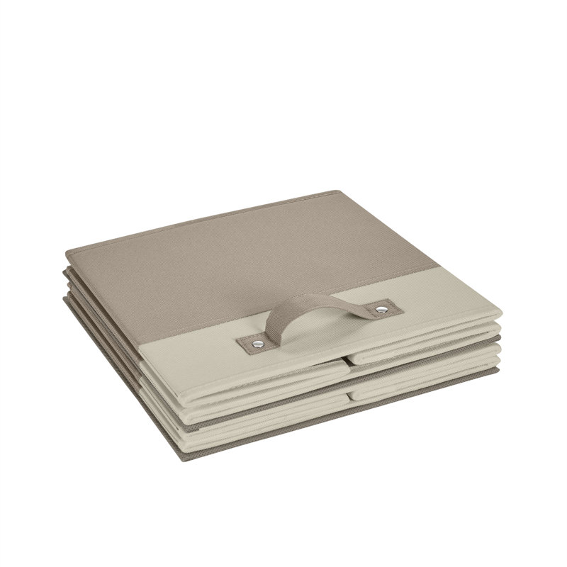 Taupe Two-Tone Fabric Collapsible Cube Storage Bins for Kids