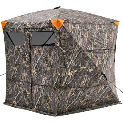 Hunting Blind, 270° See Through Ground Blind, 1-2 Person Pop Up Deer Blind For Hunting With Carrying Bag, Portable Resilient Hunting Tent, 3 Horizontal Windows For Turkey And Deer Hunting