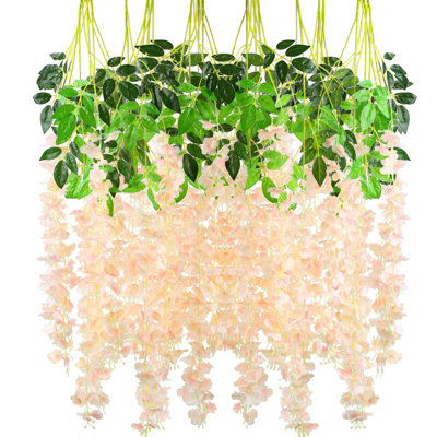 6 Pack Wisteria Hanging Flowers Bulk Artificial Wisteria Vine Ratta Hanging Garland Silk Flowers String Party Wedding Home Decor