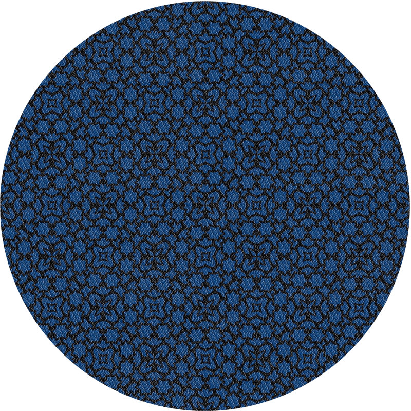 Tapis bleu marine à motifs Jaimes, Rond 6 pi