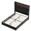 Luxurious Velvet Bed With Storage Shelf And Usb Port, Modern Black Design