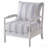 White And Navy Upholstered Stripe Accent Chair