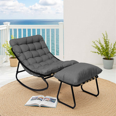 Chaise berçante d'extérieur avec repose-pieds Nola