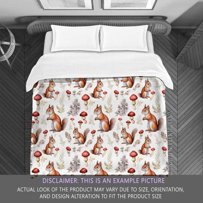 Squirrel Animal White Bedding, King Comforter