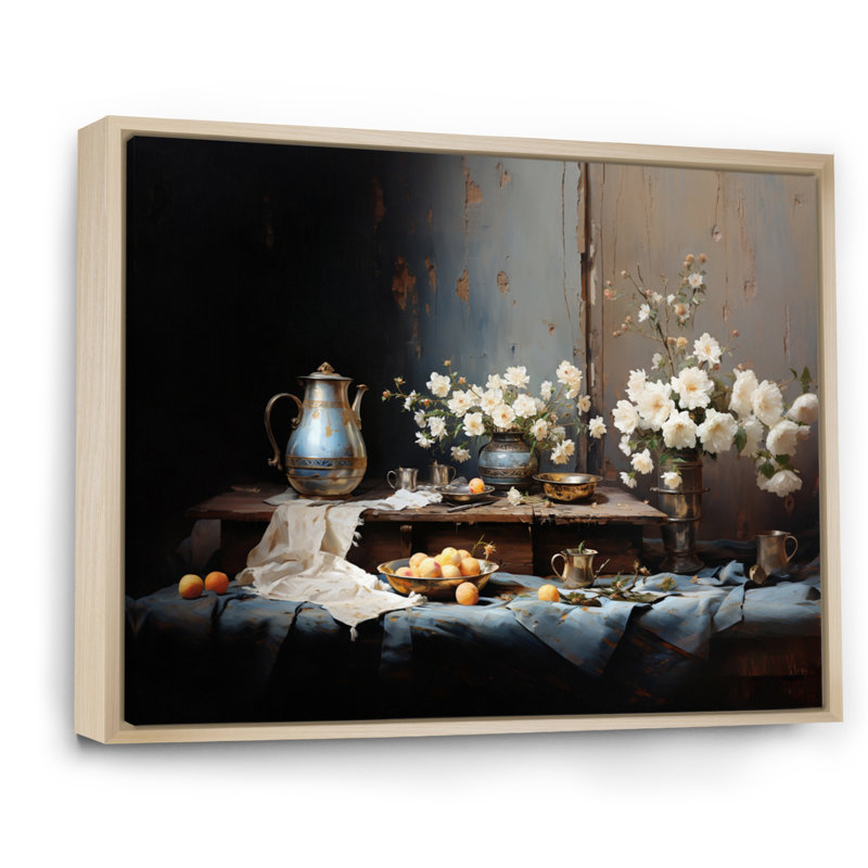 Nature morte florale sérénité III, H 12 po x l 20 po x P 1 po, Cadre naturel flottant