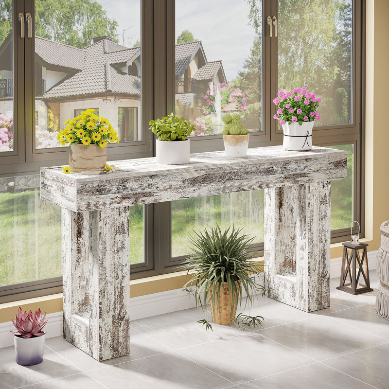 Brittanni 63'' Console Table, Distressed White