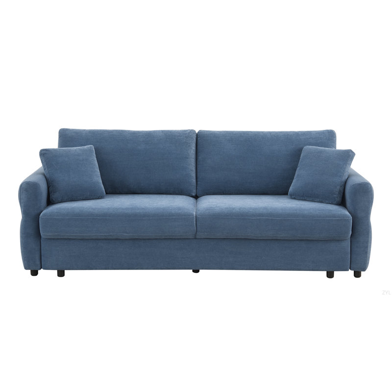 Fabric Pull-Out Sleeper With Storage, Blue