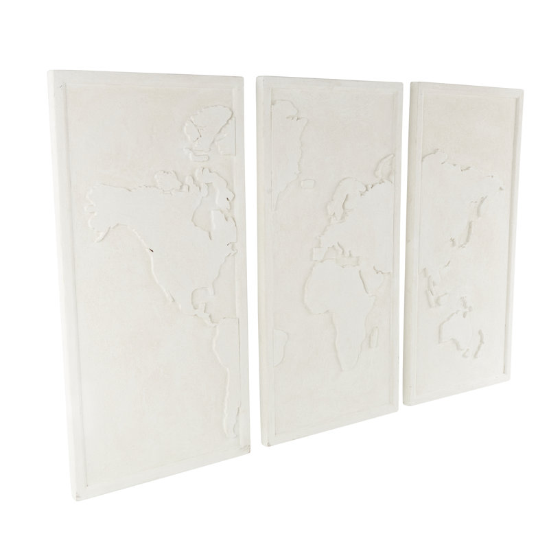 Décoration murale en bois carte du monde 3D