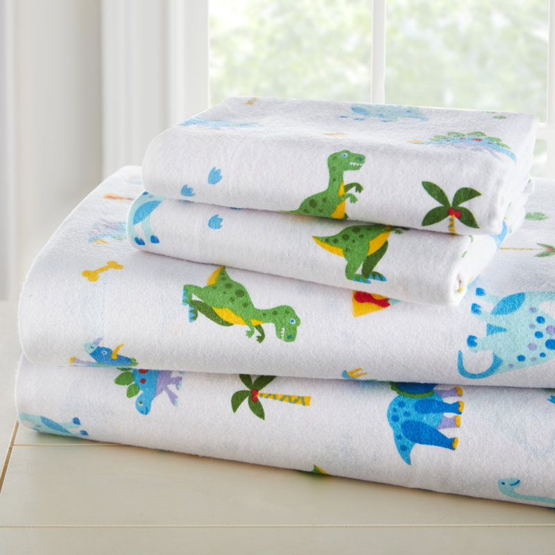 Ensemble de draps en flanelle Wildkin - 100% coton, draps doux et douillets - Dinosaur Land