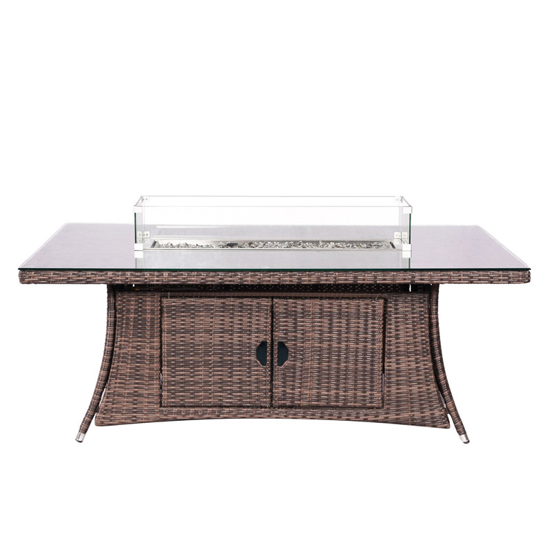 Geona Rectangle Aluminum Propane Smokeless Fire Pit Table with Hidden Fuel Tank