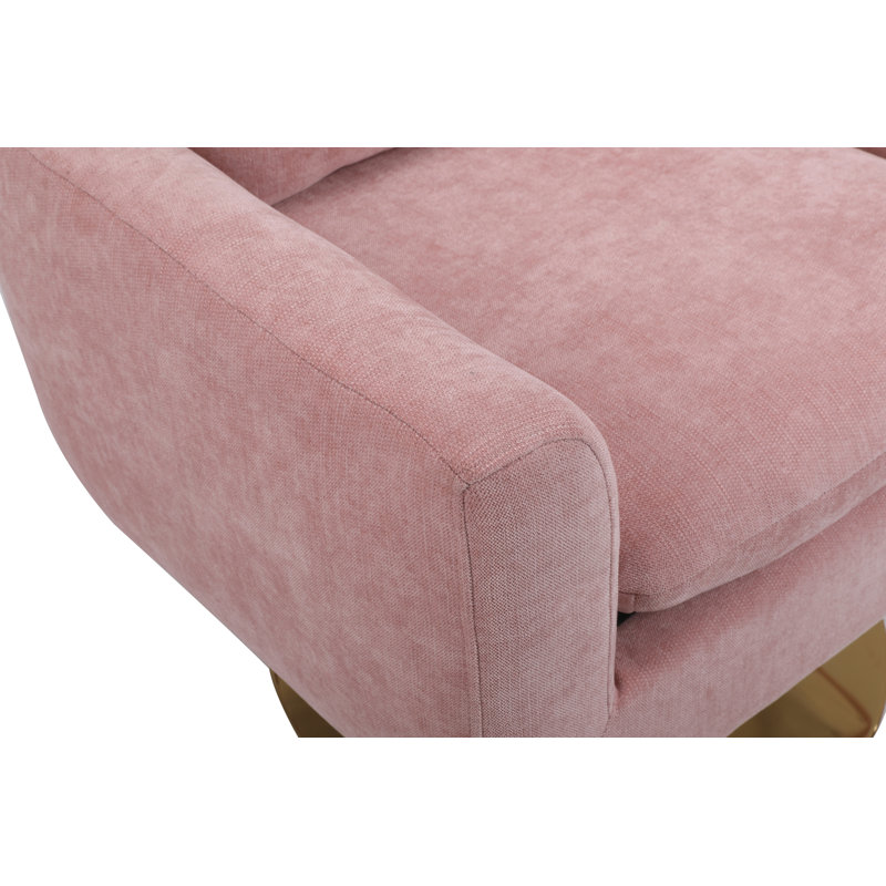 360-Degree Swivel Accent Chair with a Pillow, Pink Linen