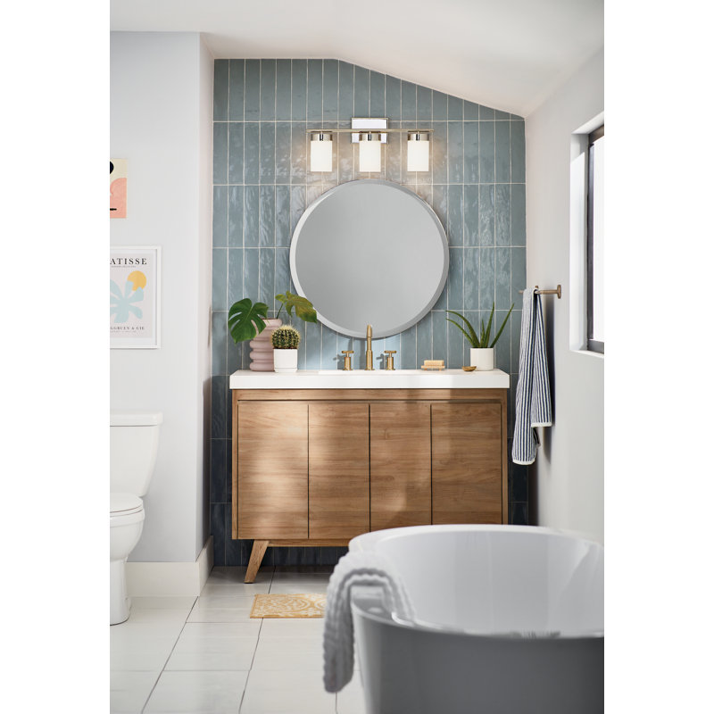 Éclairage pour salle de bain 3 lumières Ciona, Nickel poli