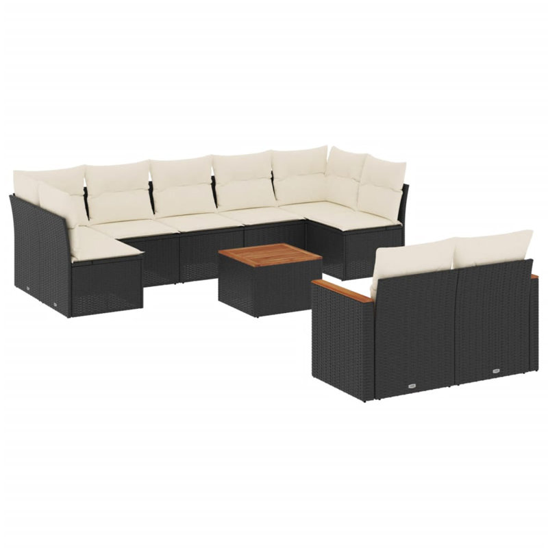 Vidaxl Garden Sofa Set Black, Cream White
