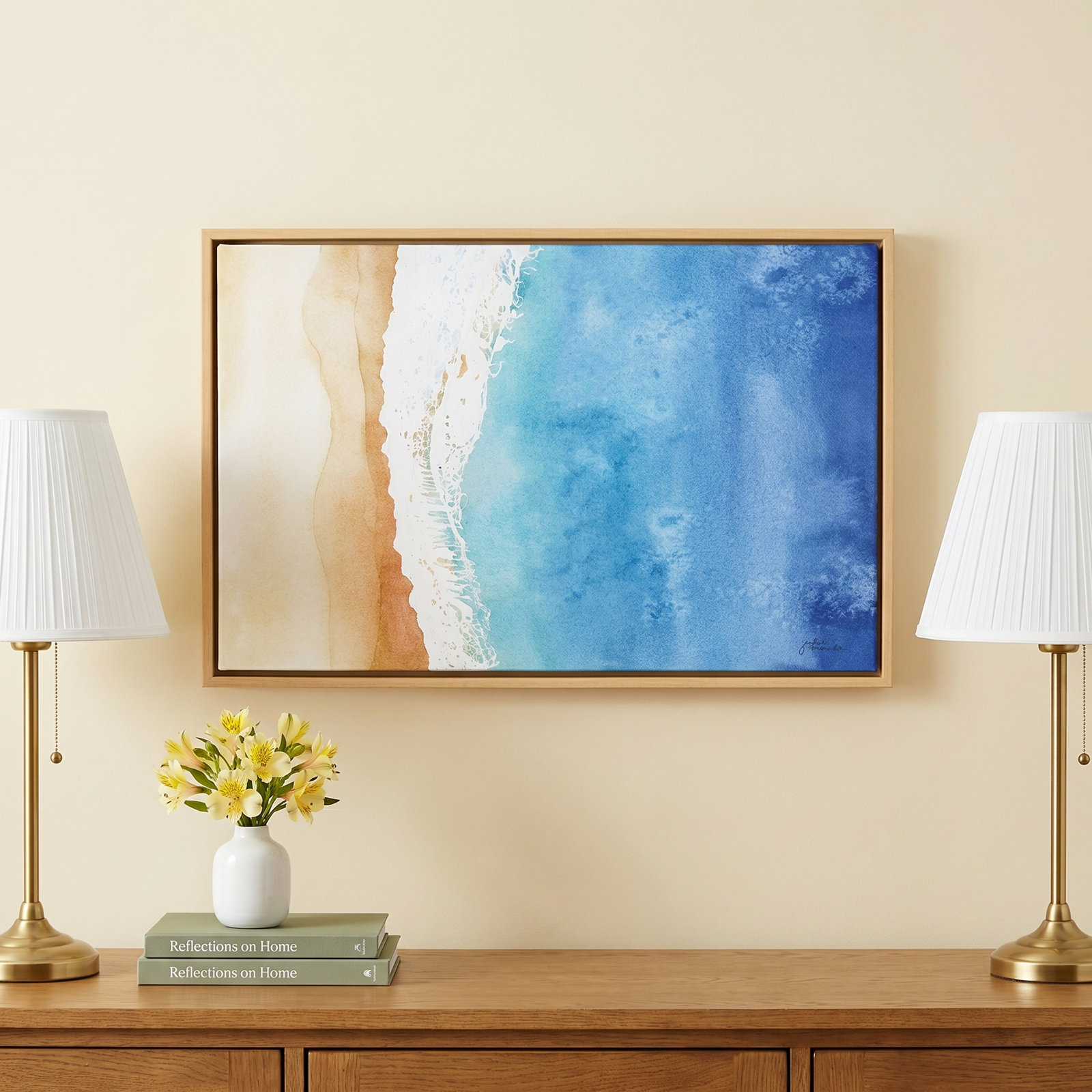 Ayliah Ocean Wake Framed Canvas by Julie Maida, 18" H x 40" W x 1.6" D