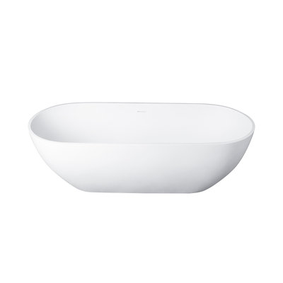 69 Inch Solid Surface Soaking Bathtub - Deep Soak Freestanding Tub