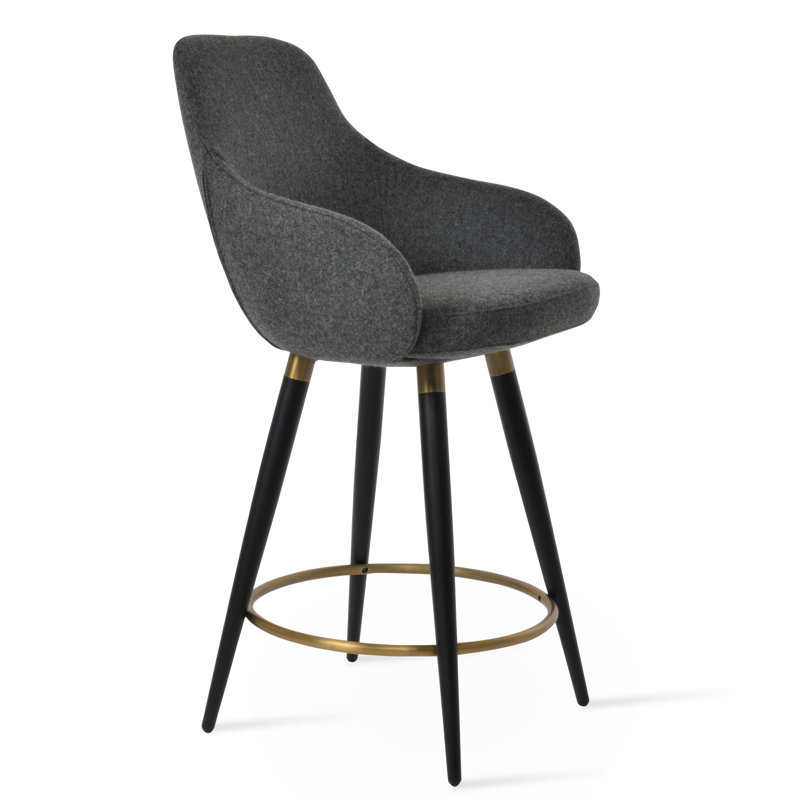 Tabouret de bar et de comptoir Gazel, Noir, Tabouret de comptoir (siège d’une hauteur de 24, Blanc