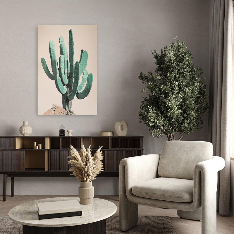 Branching Out - Cactus contemporain, plante verte, art, H 36 po x l 24 po