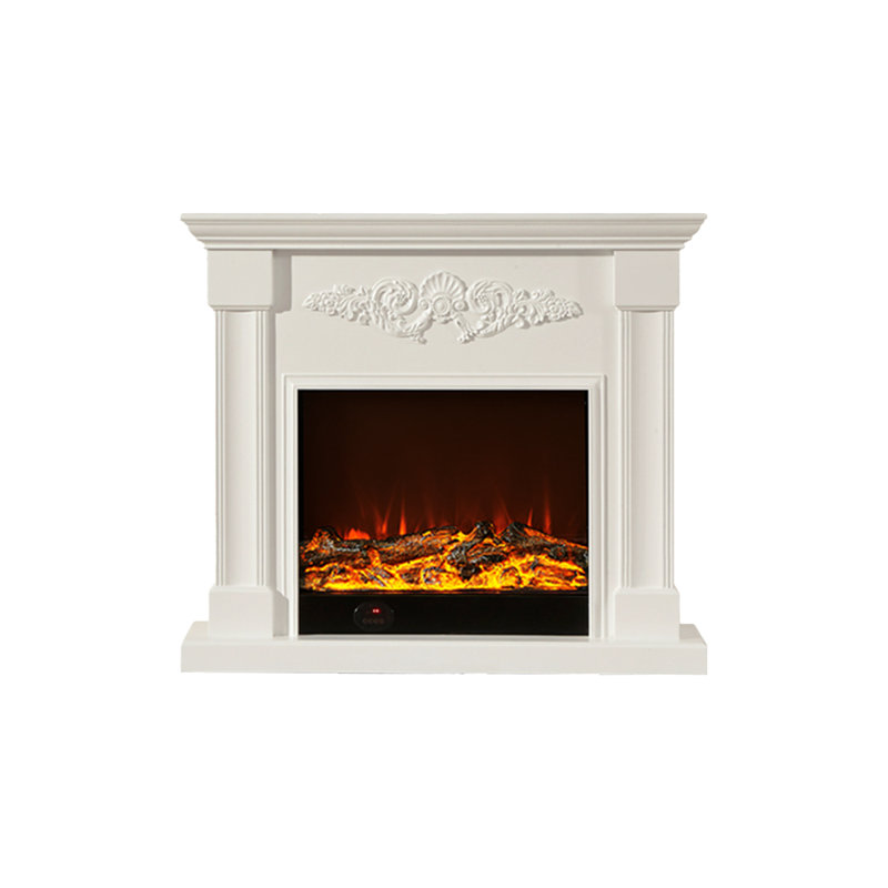 White Solid Wood Freestanding Fireplace