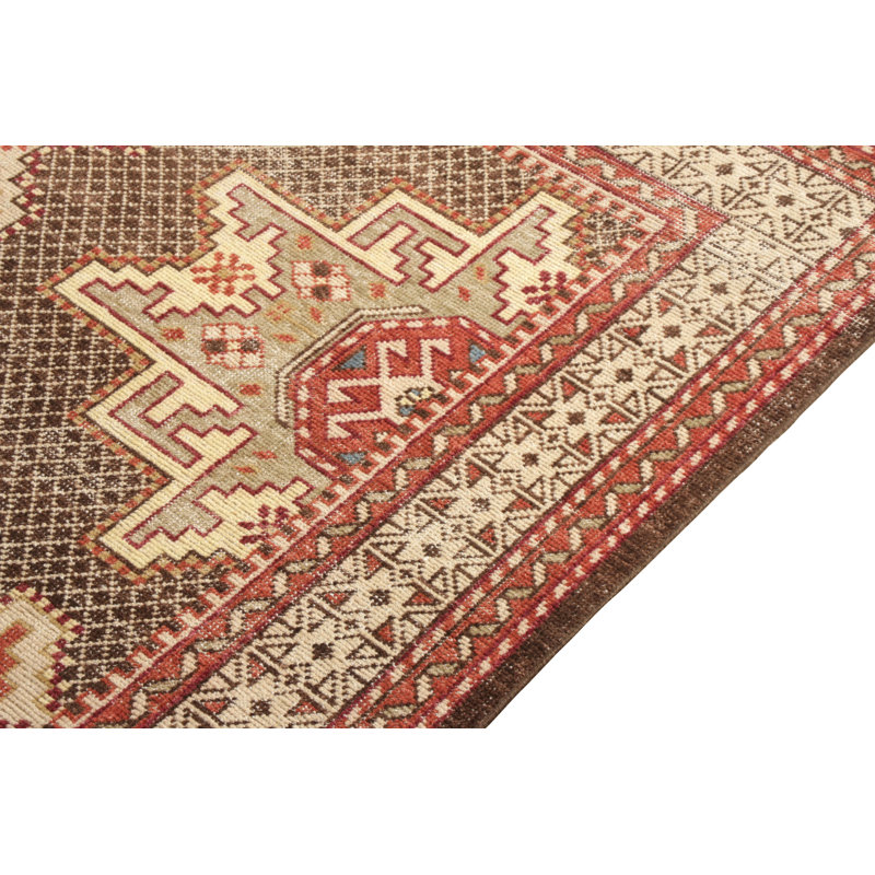 Distressed Homage Hand Knotted Wool Geometric Area Rug, Rectangle 8' x 10'