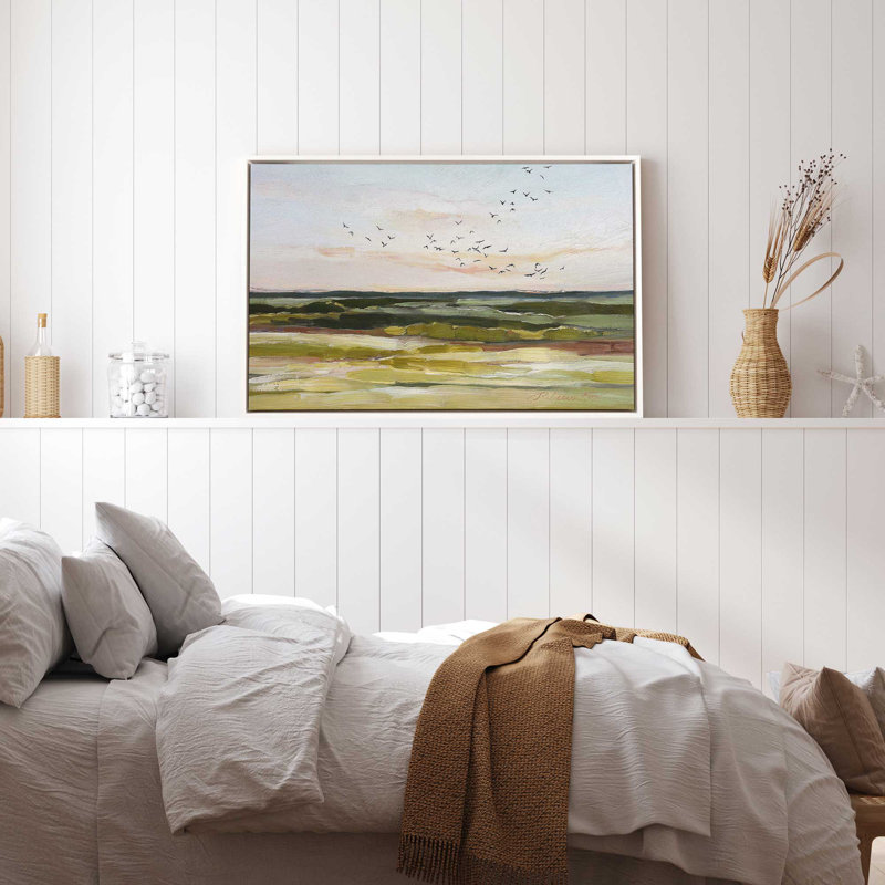 «Skyscape Serenade on Canvas» par Rebecca Fox, reproduction, H 10 po x l 14 po x P 1,75 po, Cadre flottant blanc